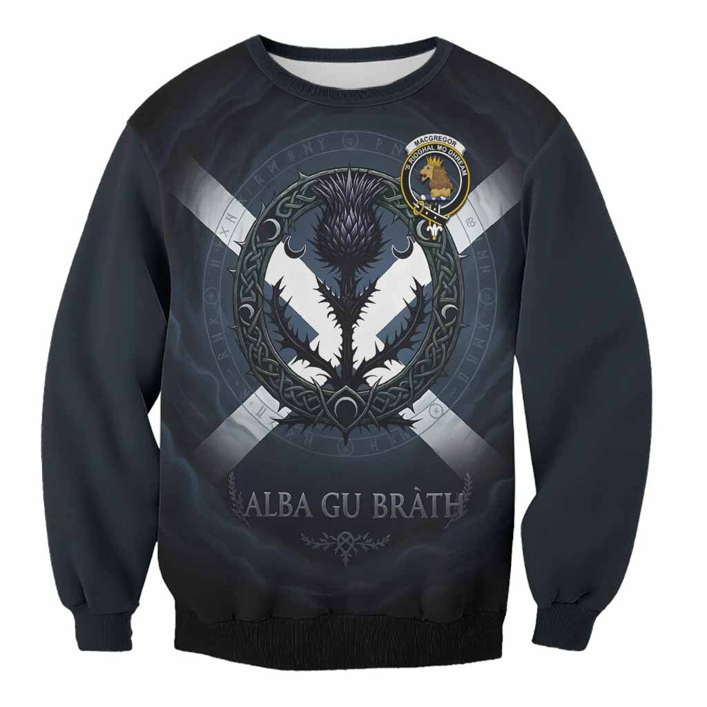 MacGregor (McGregor) Clan Crest Sweatshirt with Celtic Knot Thistle and Saltire