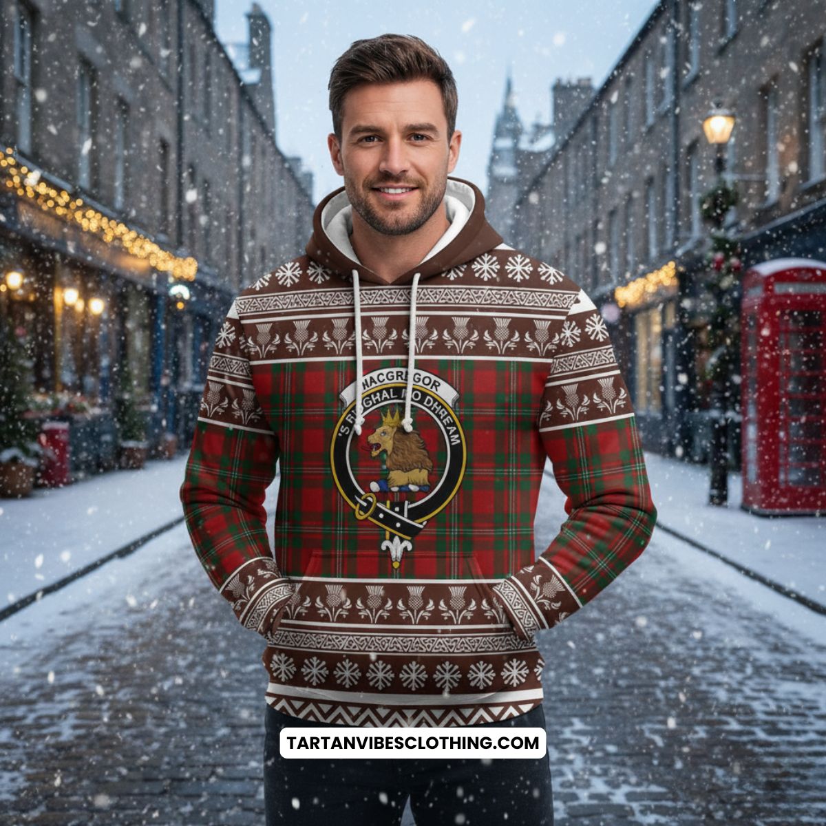 MacGregor (McGregor) Clan Tartan Christmas Hoodie with Family Crest