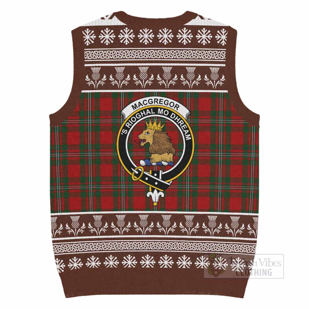 MacGregor (McGregor) Clan Tartan Christmas Knitted V-Neck Vest with Family Crest - Tartan Vibes Clothing