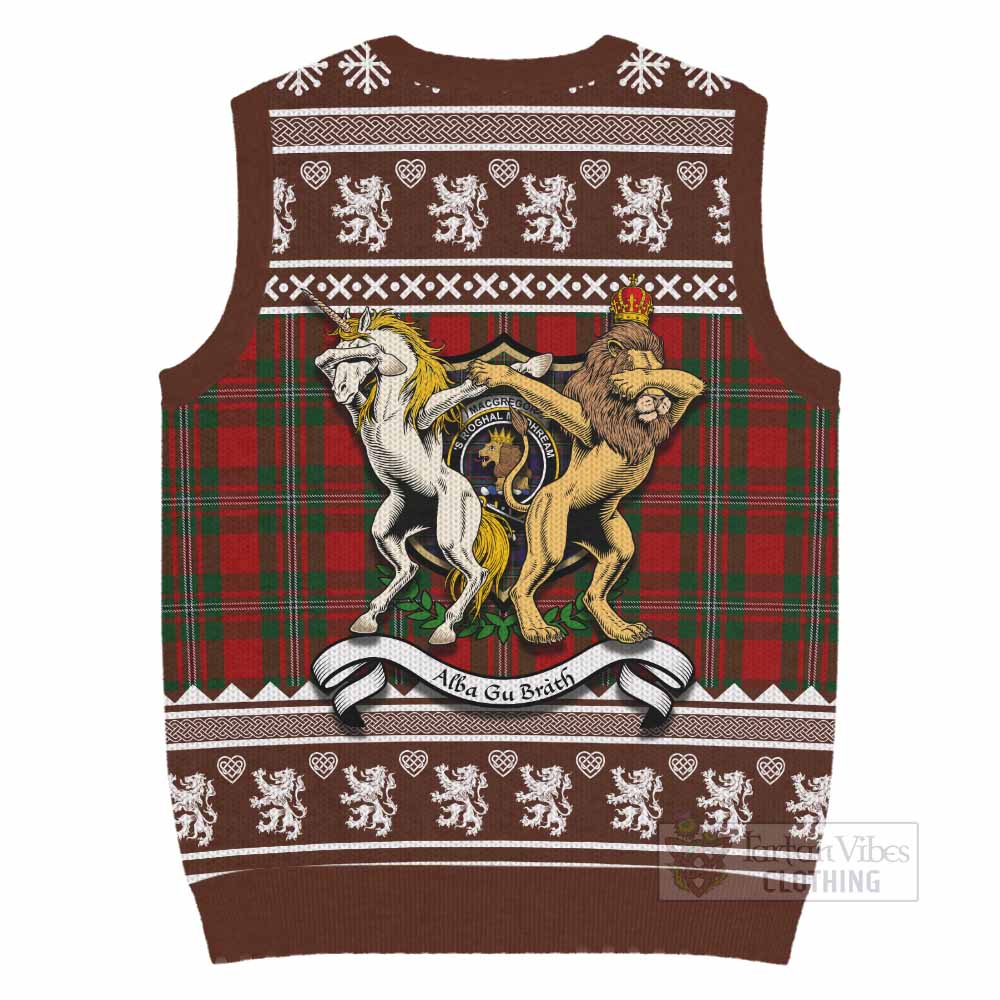 MacGregor (McGregor) Clan Tartan Crest Christmas Knitted V-Neck Vest Coat of Arms Funny Style - Tartan Vibes Clothing