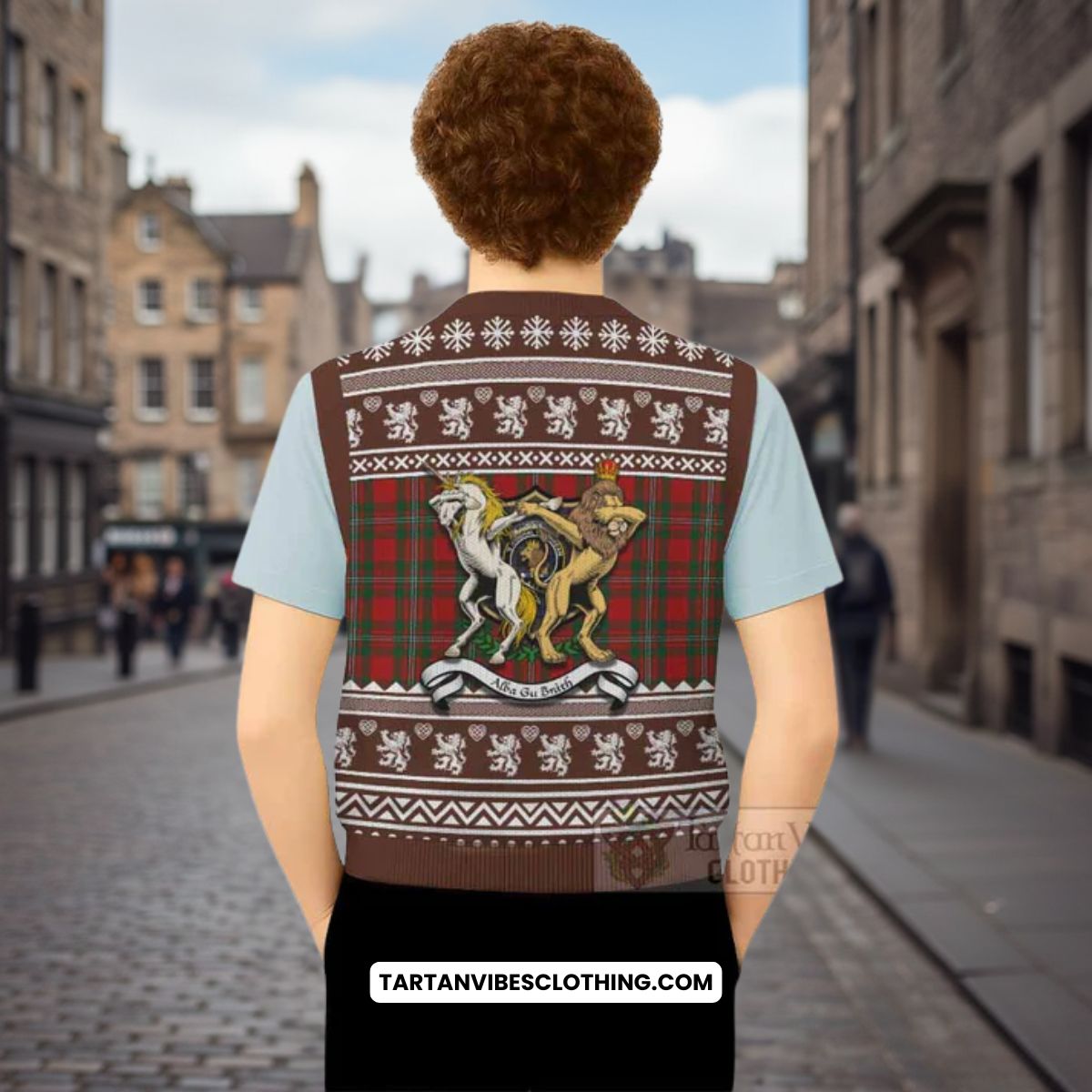 MacGregor (McGregor) Clan Tartan Crest Christmas Knitted V-Neck Vest Coat of Arms Funny Style