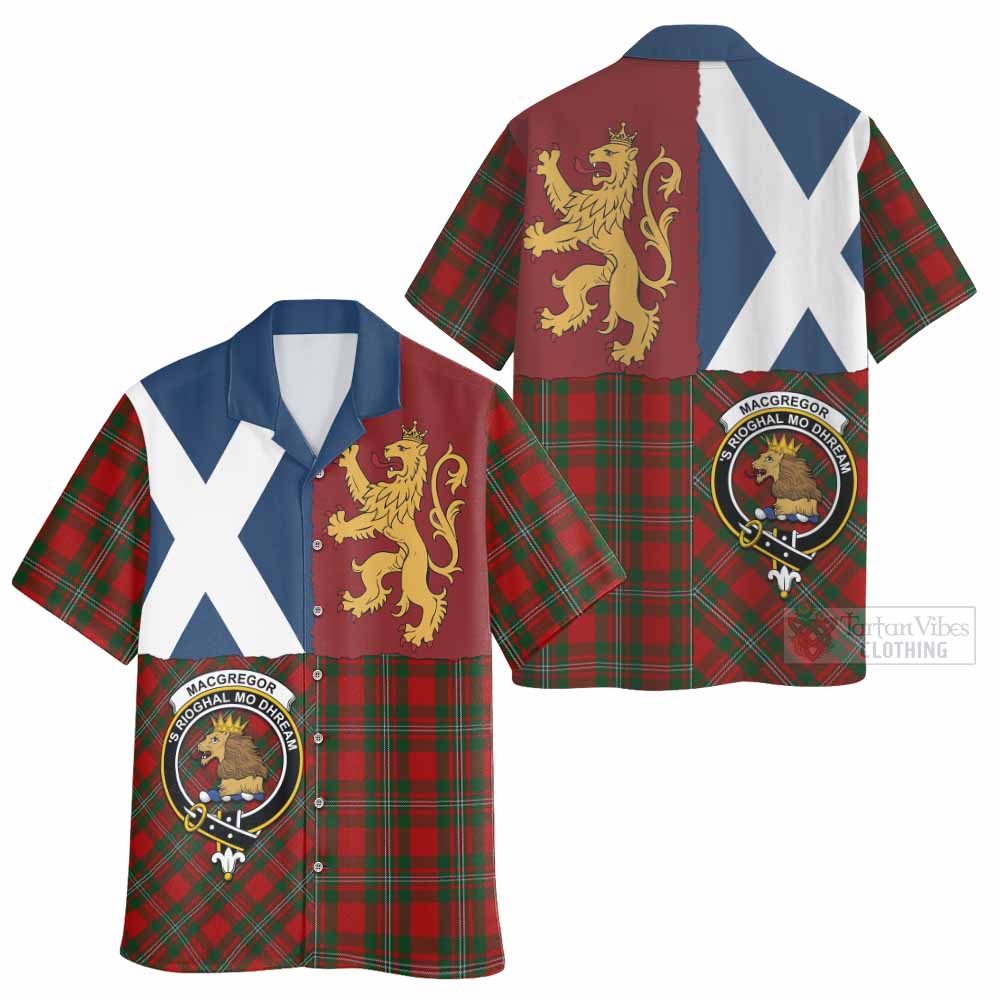 MacGregor (McGregor) Crest Tartan Hawaiian Shirt with Lion Rampant Saltire Style