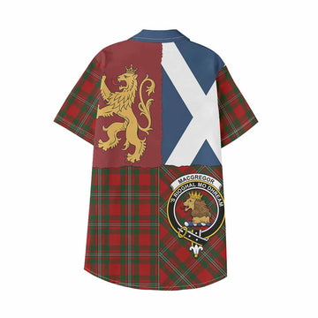 MacGregor (McGregor) Crest Tartan Kid Hawaiian Shirt with Lion Rampant Saltire Style - Tartan Vibes Clothing
