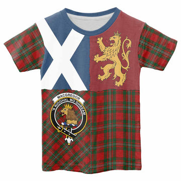 MacGregor (McGregor) Crest Tartan Kid T-shirt with Lion Rampant Saltire Style - Tartan Vibes Clothing