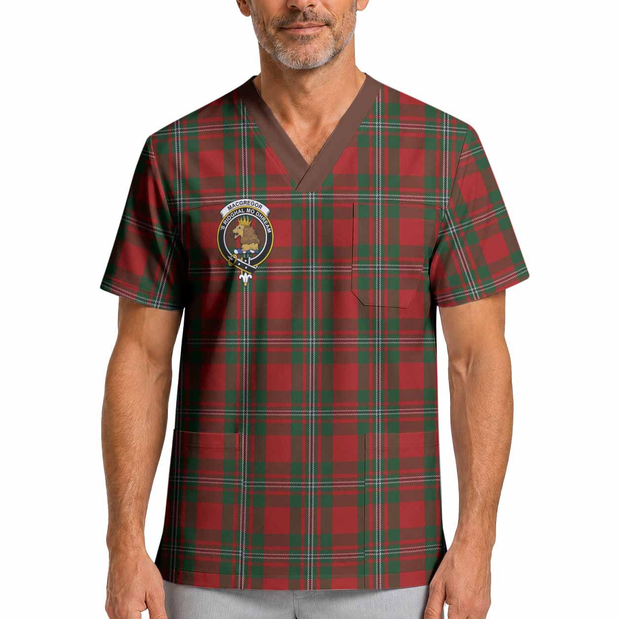MacGregor (McGregor) Crest Tartan Scrub Top XL - Tartan Vibes Clothing