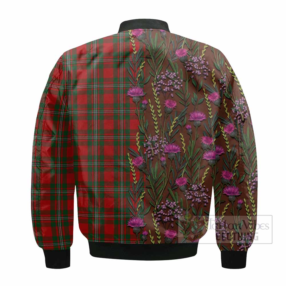 MacGregor (McGregor) Family Crest Tartan Bomber Jacket Scottish Thistle Flower Pattern Half Style - Tartan Vibes Clothing