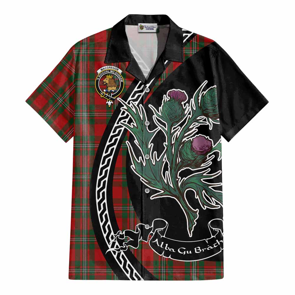 MacGregor (McGregor) Family Crest Tartan Cotton Hawaiian Shirt Alba Thistle Inspired - Tartan Vibes Clothing