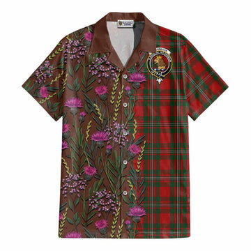 MacGregor (McGregor) Family Crest Tartan Cotton Hawaiian Shirt Scottish Thistle Flower Pattern Half Style - Tartan Vibes Clothing