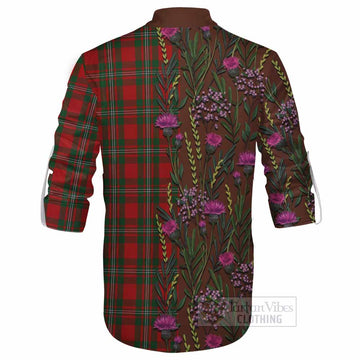 MacGregor (McGregor) Family Crest Tartan Ghillie Shirt Scottish Thistle Flower Pattern Half Style