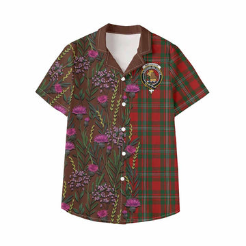 MacGregor (McGregor) Family Crest Tartan Kid Hawaiian Shirt Scottish Thistle Flower Pattern Half Style - Tartan Vibes Clothing