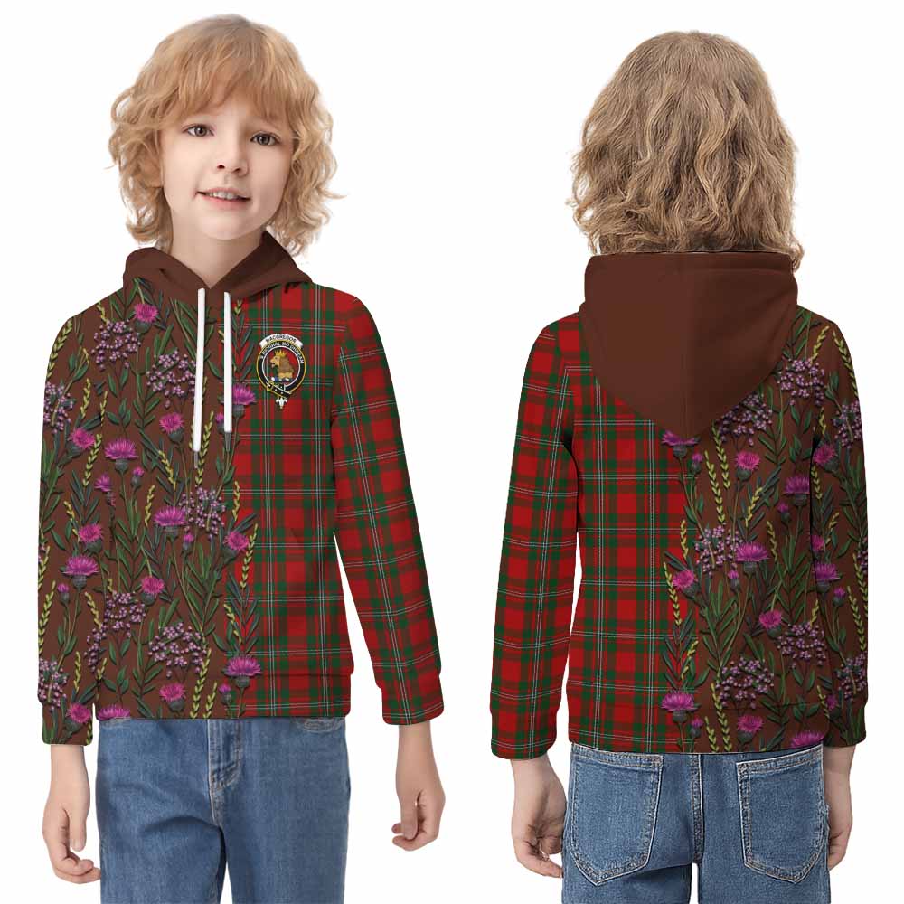 MacGregor (McGregor) Family Crest Tartan Kid Hoodie Scottish Thistle Flower Pattern Half Style - Tartan Vibes Clothing