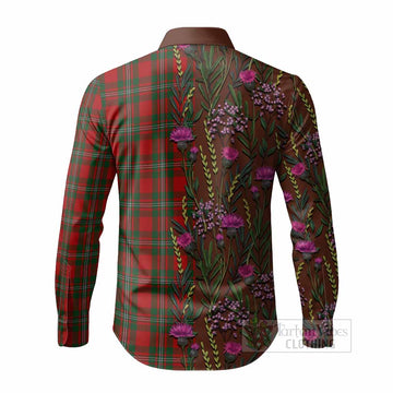 MacGregor (McGregor) Family Crest Tartan Long Sleeve Button Shirts Scottish Thistle Flower Pattern Half Style - Tartan Vibes Clothing