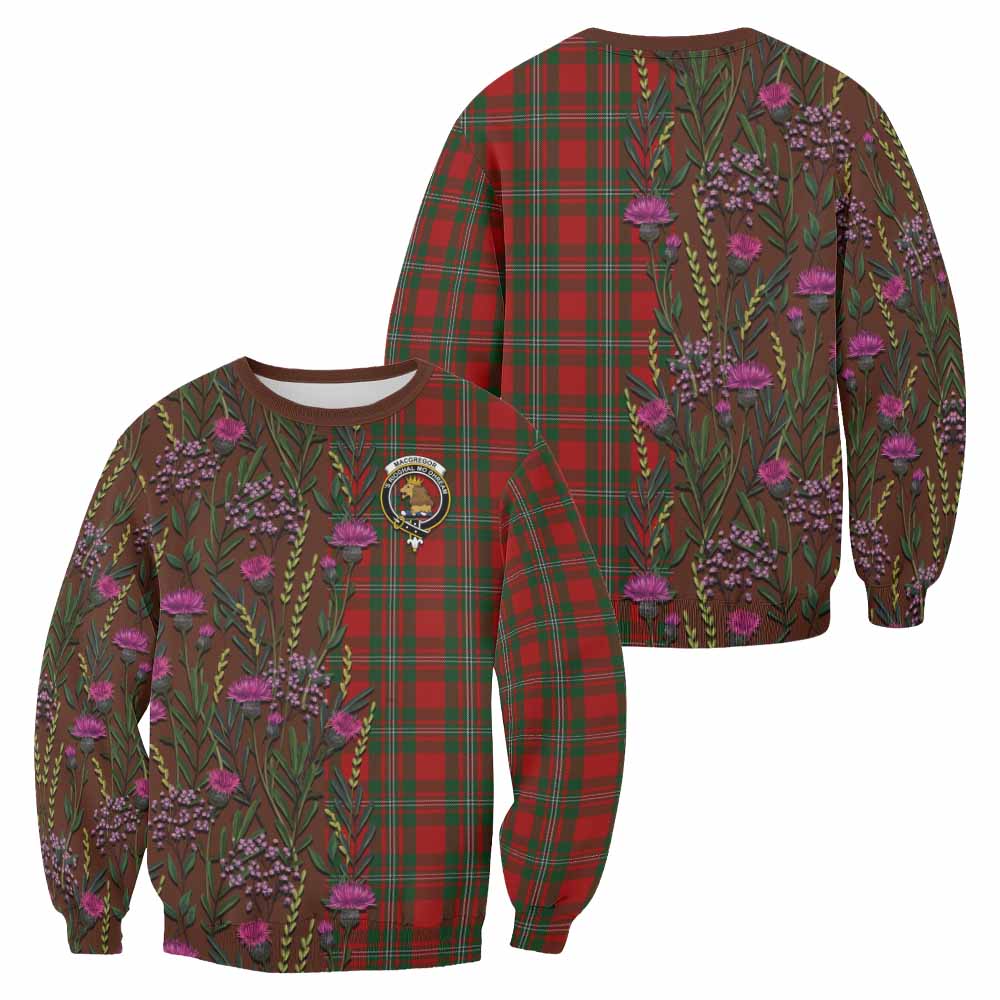 MacGregor (McGregor) Family Crest Tartan Sweatshirt Scottish Thistle Flower Pattern Half Style - Tartan Vibes Clothing
