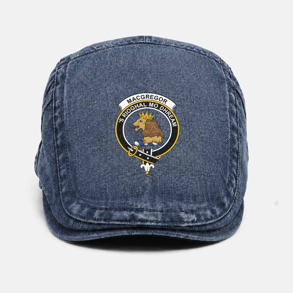MacGregor (McGregor) Scottish Clan Crest Washed Flat Cap - Unisex Jeff Cap One Size (Adjustable) Dark Blue - Tartan Vibes Clothing