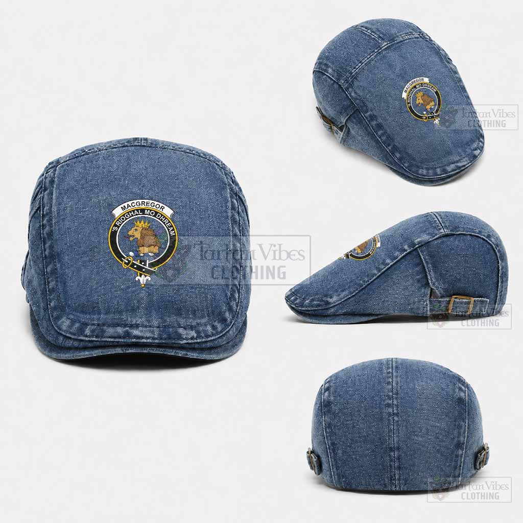 MacGregor (McGregor) Scottish Clan Crest Washed Flat Cap - Unisex Jeff Cap One Size (Adjustable) Medium Blue - Tartan Vibes Clothing