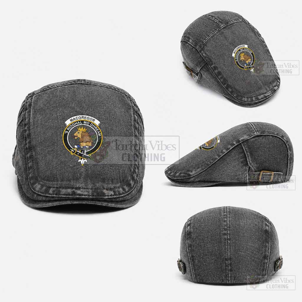MacGregor (McGregor) Scottish Clan Crest Washed Flat Cap - Unisex Jeff Cap One Size (Adjustable) Black - Tartan Vibes Clothing