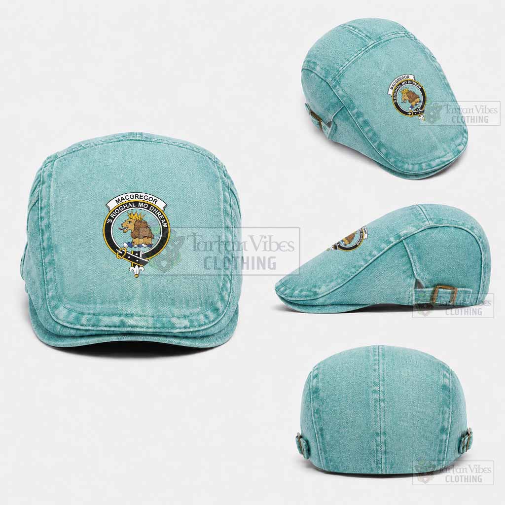 MacGregor (McGregor) Scottish Clan Crest Washed Flat Cap - Unisex Jeff Cap One Size (Adjustable) Lake Blue - Tartan Vibes Clothing