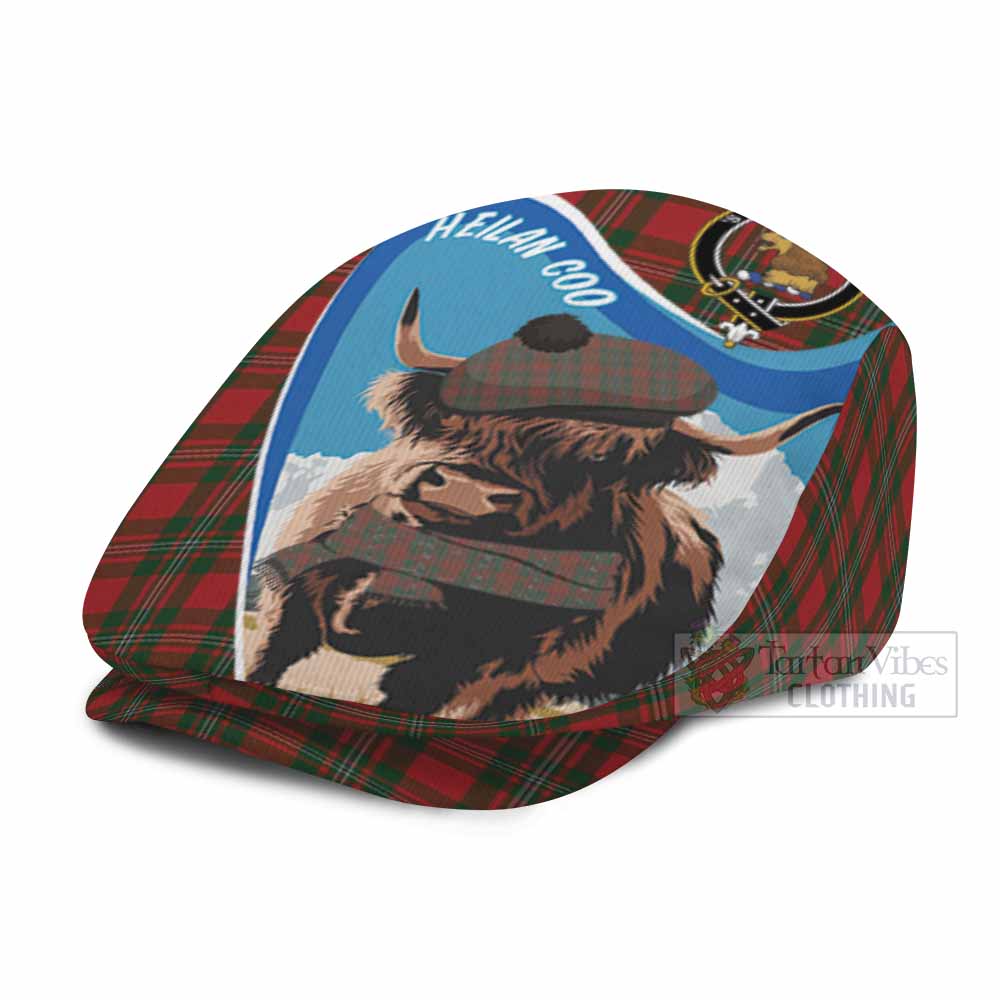MacGregor (McGregor) Scottish Heilan Coo Tartan Crest Flat Cap, Jeff Cap - Tartan Vibes Clothing