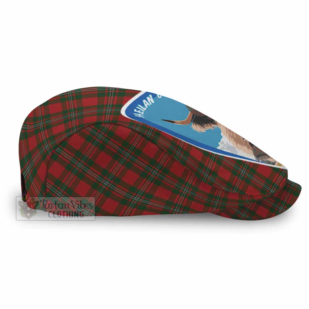 MacGregor (McGregor) Scottish Heilan Coo Tartan Crest Flat Cap, Jeff Cap - Tartan Vibes Clothing