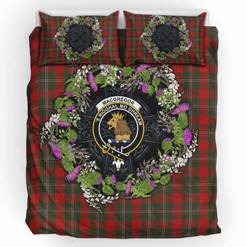 MacGregor (McGregor) Scottish Tartan White Heather With Thistle Bedding Set Beir Buaidh!