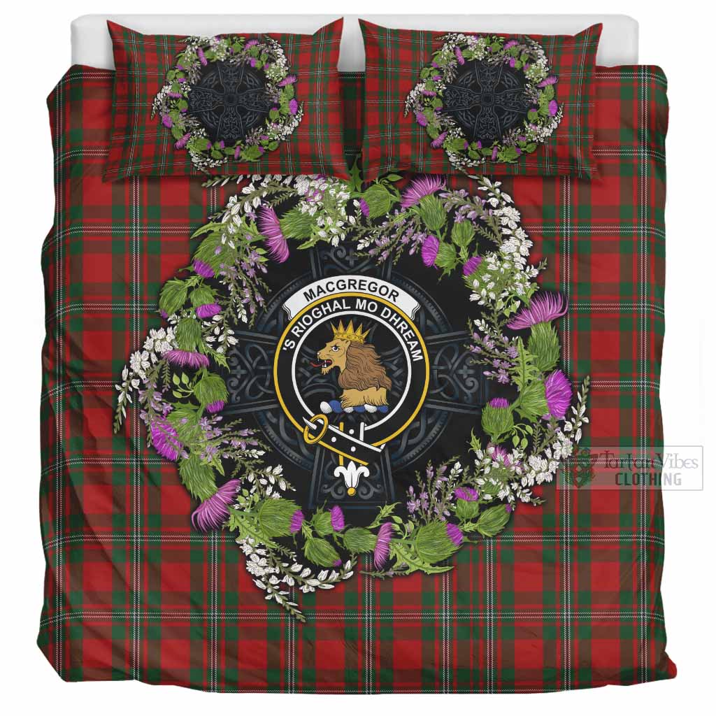 MacGregor (McGregor) Scottish Tartan White Heather With Thistle Bedding Set Beir Buaidh! UK Bedding Set UK Super King 104*94 inch - Tartan Vibes Clothing