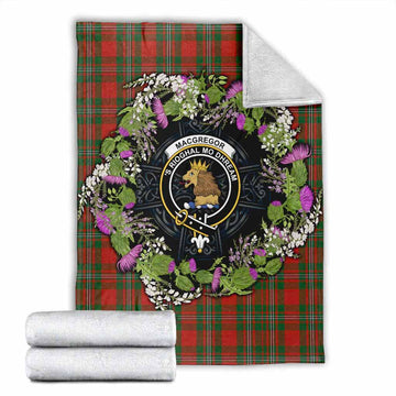 MacGregor (McGregor) Scottish Tartan White Heather With Thistle Blanket Beir Buaidh!