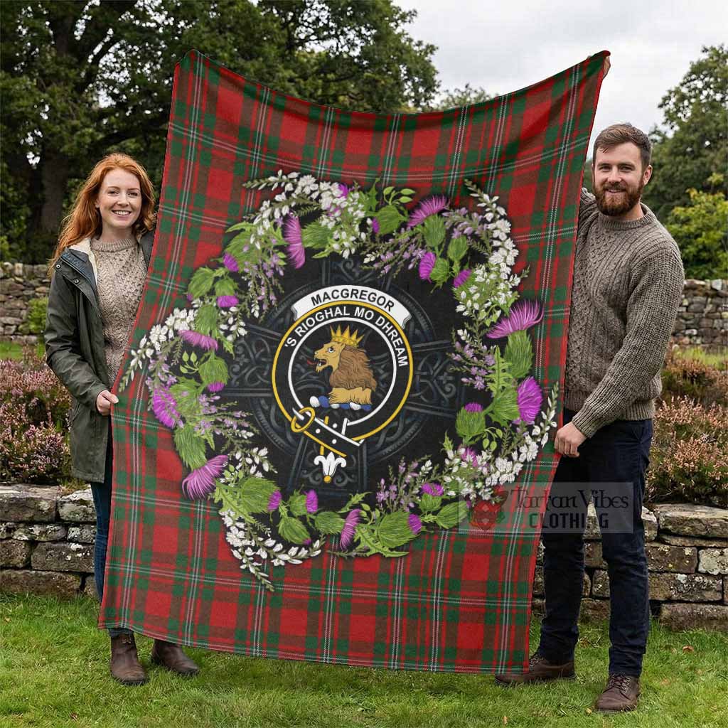 MacGregor (McGregor) Scottish Tartan White Heather With Thistle Blanket Beir Buaidh! - Tartan Vibes Clothing