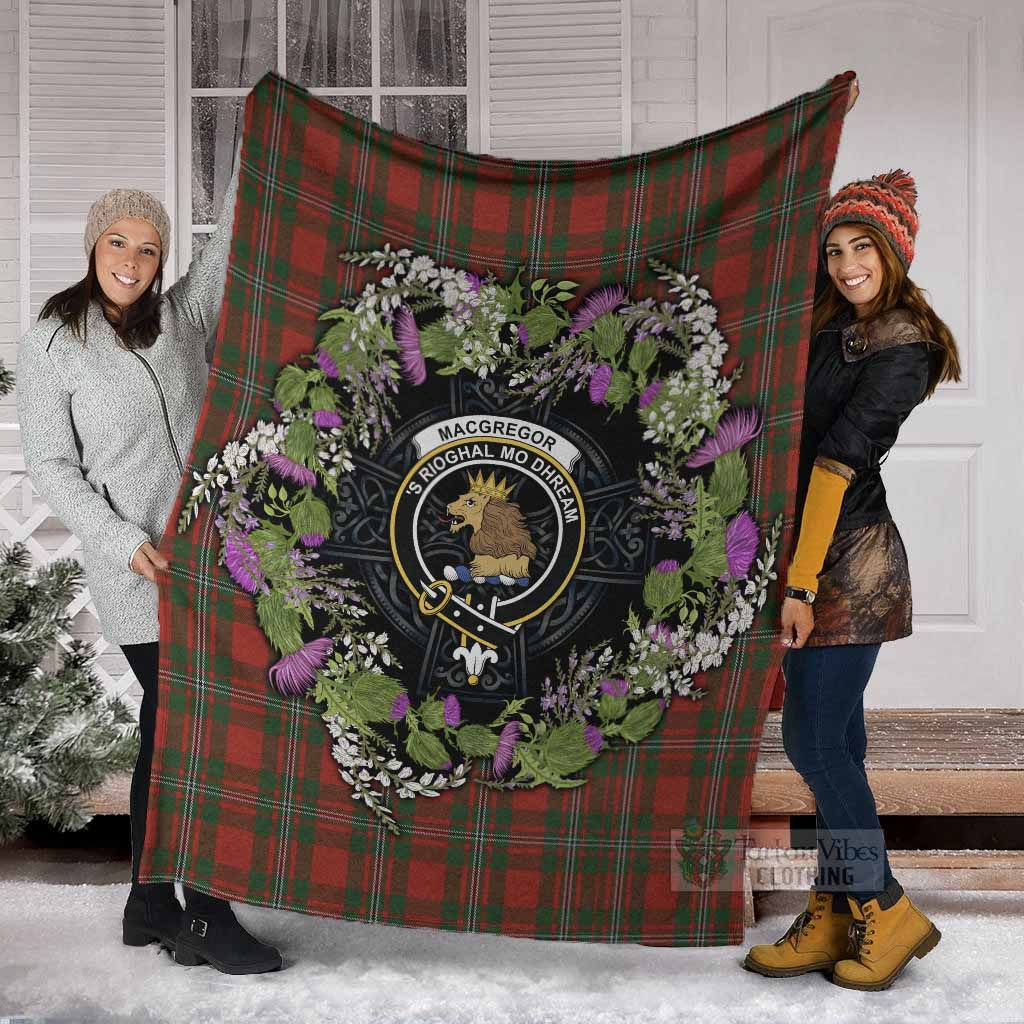 MacGregor (McGregor) Scottish Tartan White Heather With Thistle Blanket Beir Buaidh! - Tartan Vibes Clothing
