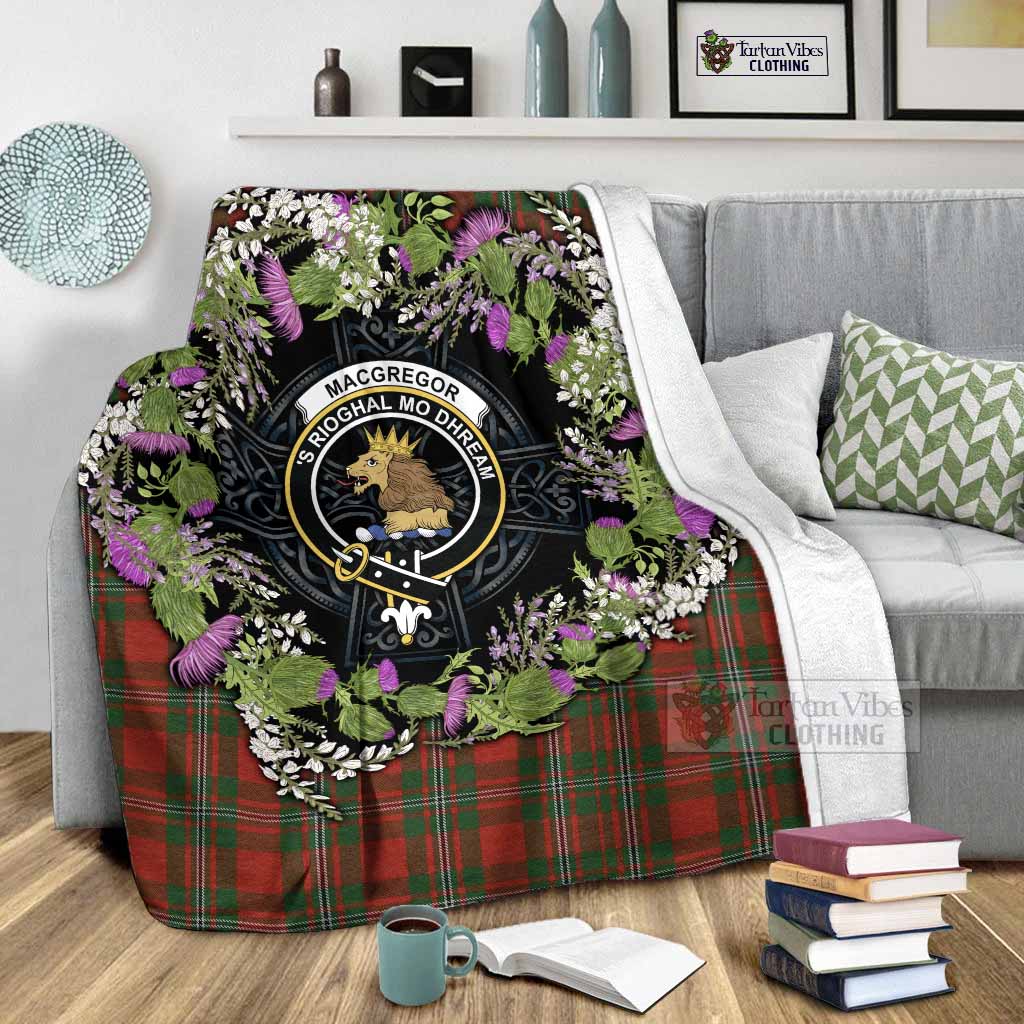 MacGregor (McGregor) Scottish Tartan White Heather With Thistle Blanket Beir Buaidh! - Tartan Vibes Clothing