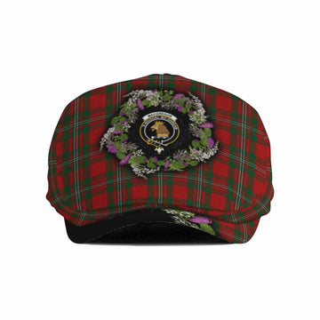 MacGregor (McGregor) Scottish Tartan White Heather With Thistle Flat Cap, Jeff Cap Beir Buaidh!
