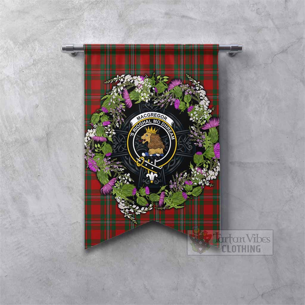 MacGregor (McGregor) Scottish Tartan White Heather With Thistle Gonfalon Beir Buaidh! Fishtail - Tartan Vibes Clothing