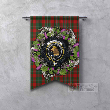 MacGregor (McGregor) Scottish Tartan White Heather With Thistle Gonfalon Beir Buaidh!