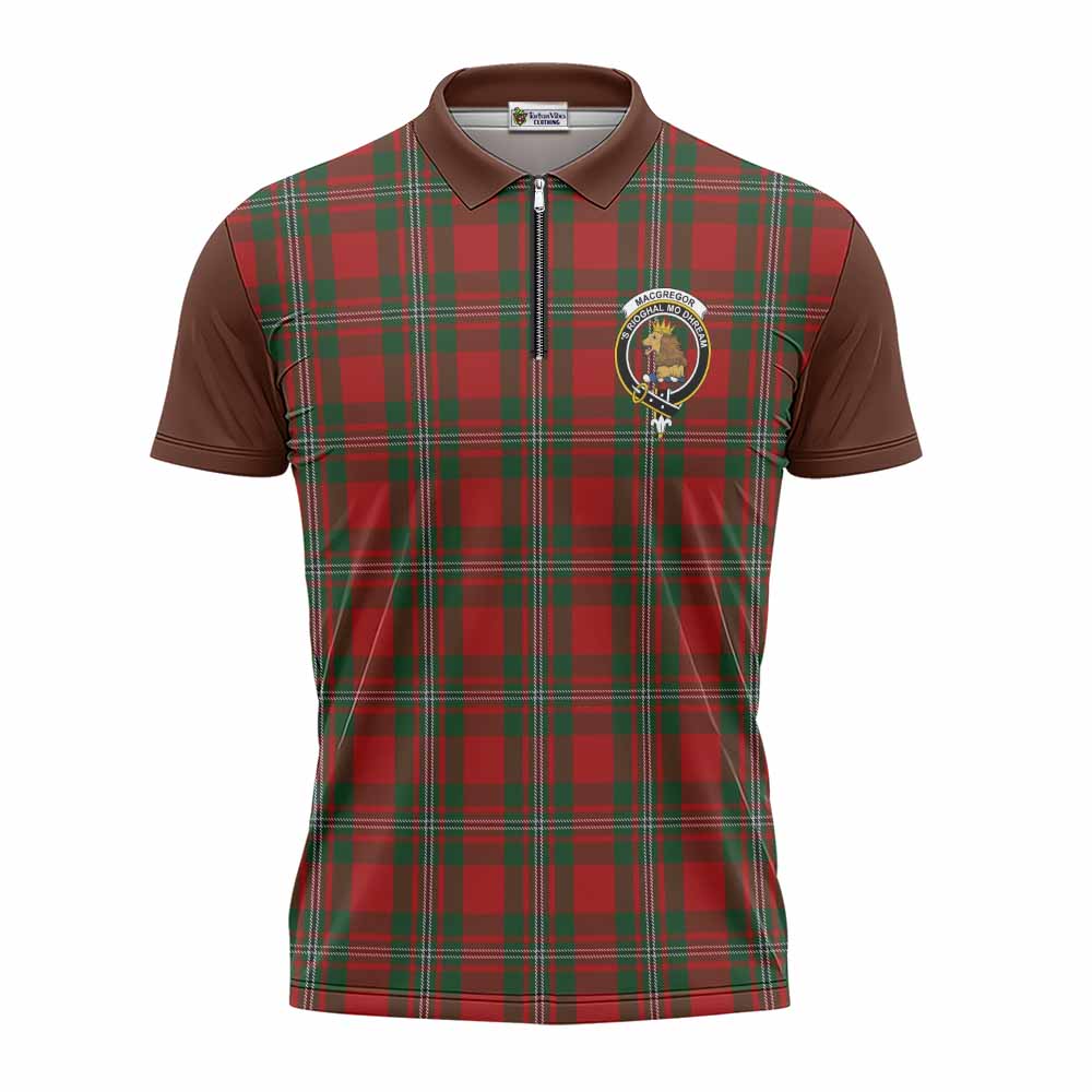 MacGregor (McGregor) Tartan Accent Zipper Polo Shirt with Family Crest
