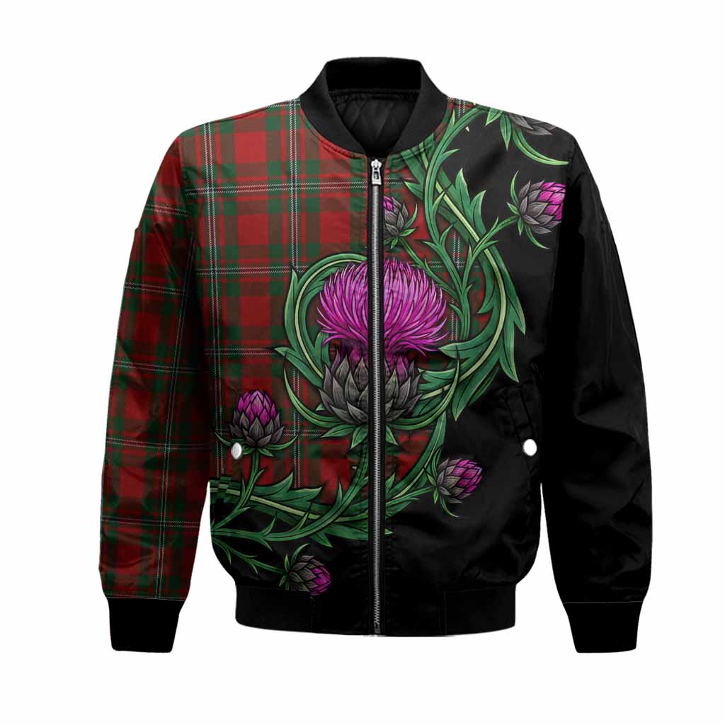 MacGregor (McGregor) Tartan Bomber Jacket Resilient Scottish Thistle Unisex Black - Tartan Vibes Clothing