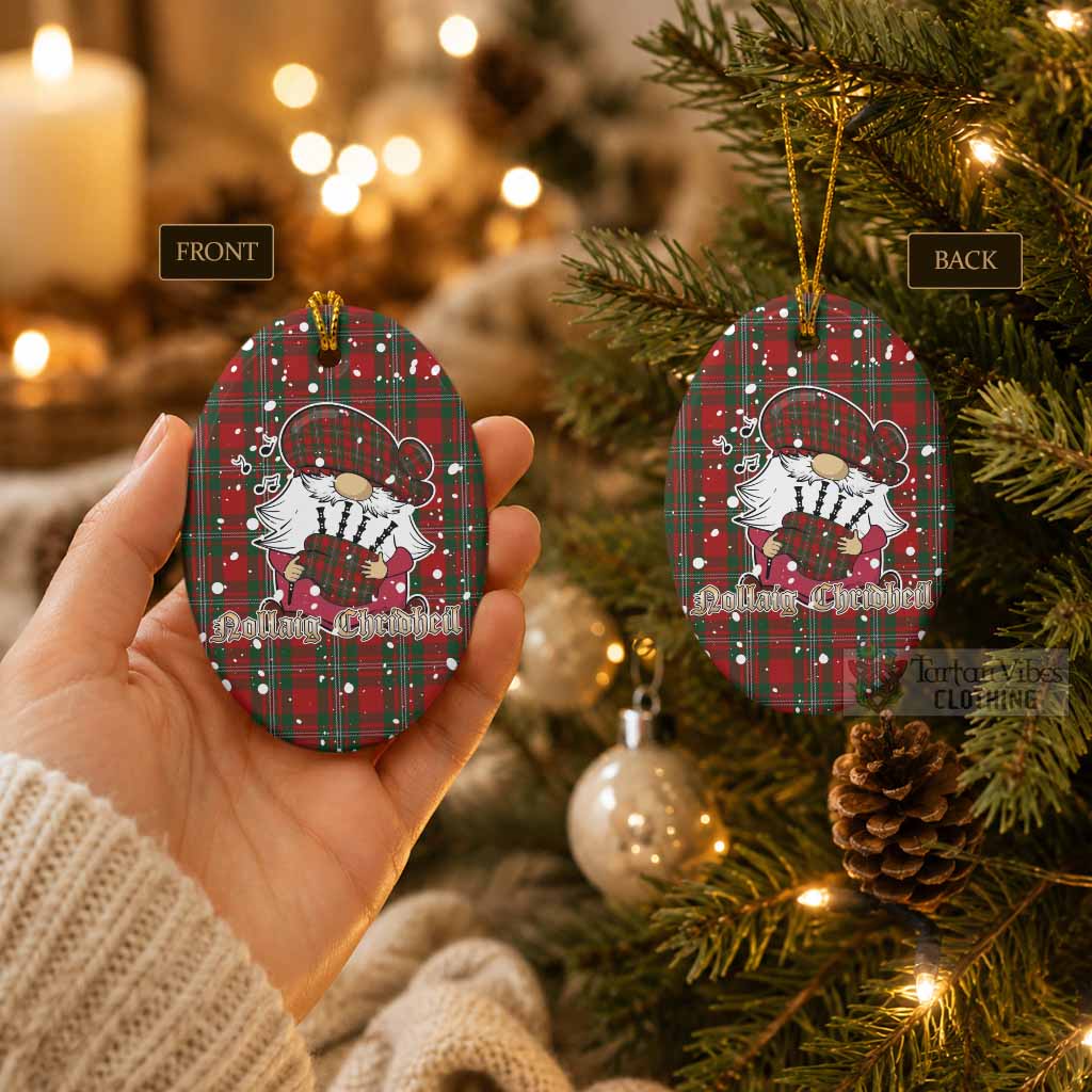 MacGregor (McGregor) Tartan Ceramic Oval Ornament Gnome Bagpiper - Chistmas Tree Decor - Tartan Vibes Clothing
