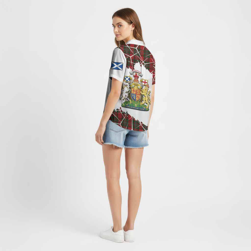 MacGregor (McGregor) Tartan Cotton Hawaiian Shirt with Family Crest and Lion Rampant Grunge Style