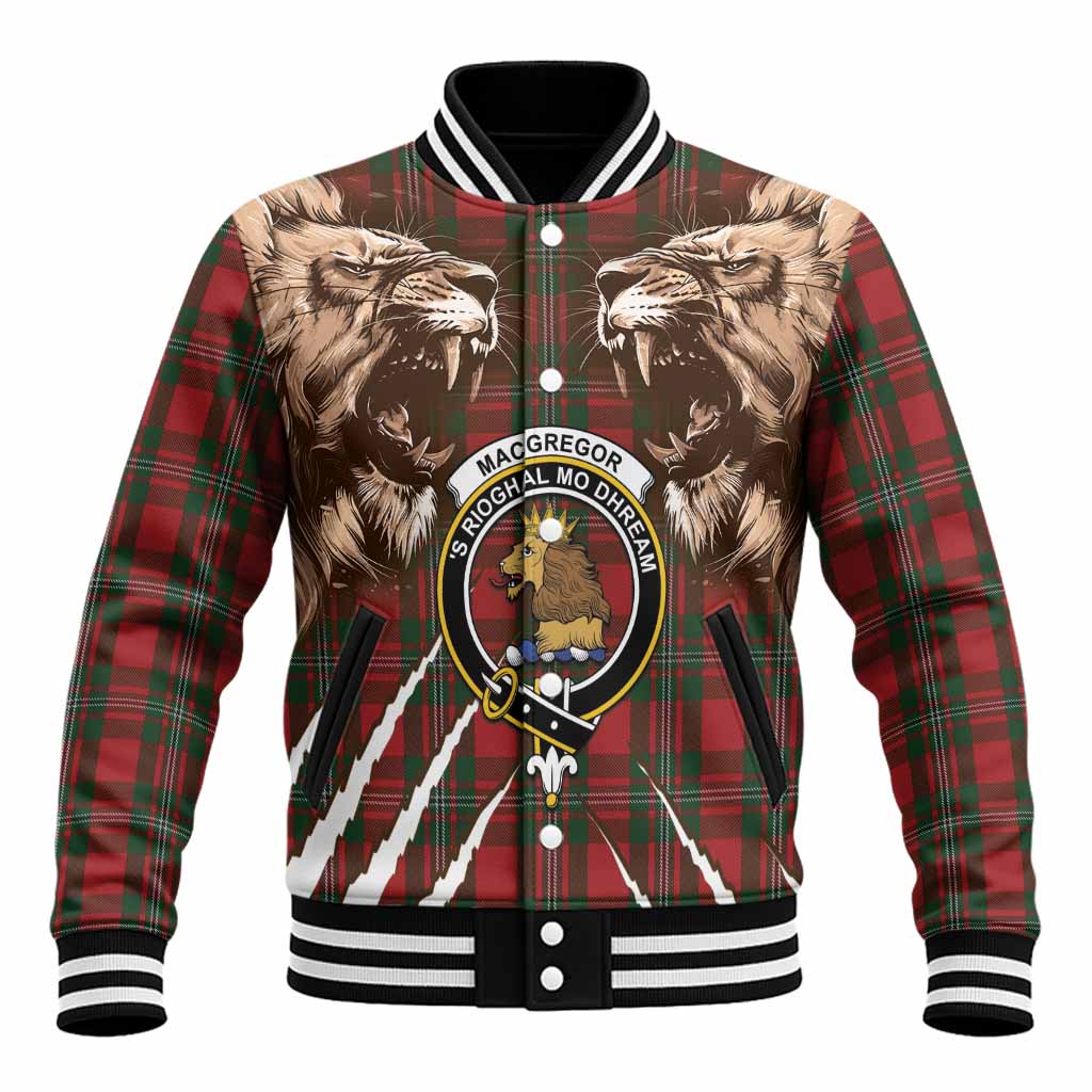 MacGregor (McGregor) Tartan Crest Baseball Jacket Ferocious Lion Style Unisex - Tartan Vibes Clothing