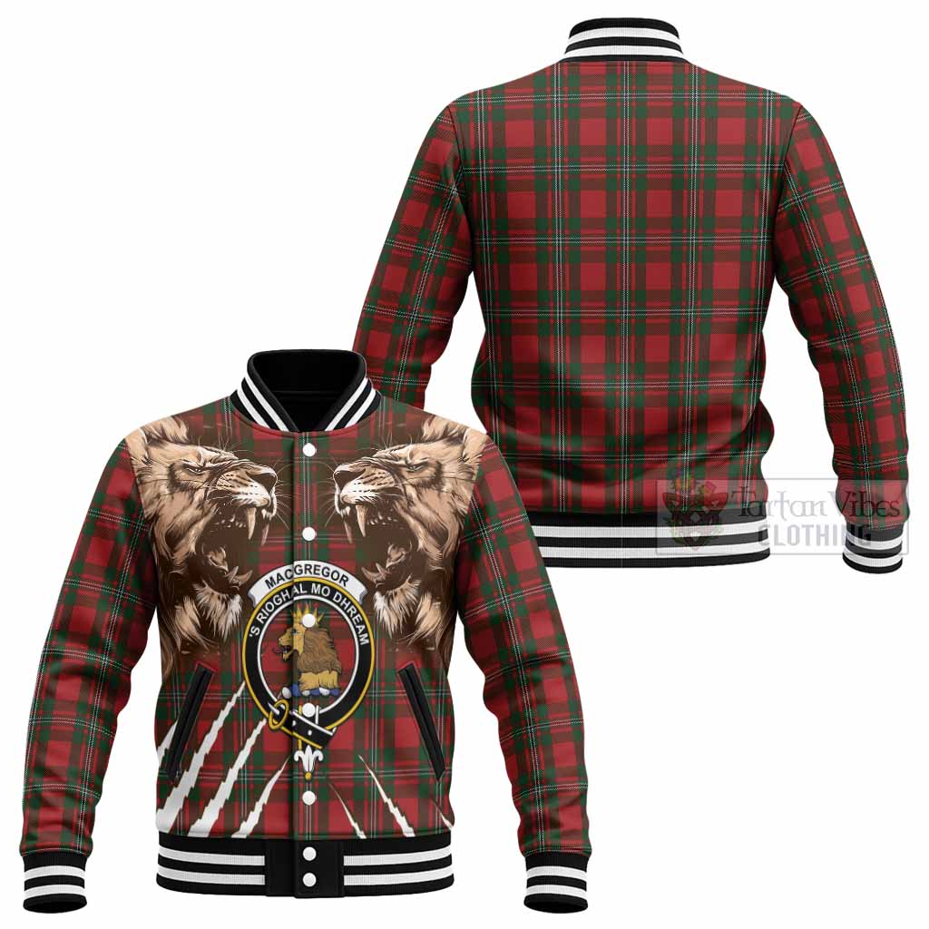 MacGregor (McGregor) Tartan Crest Baseball Jacket Ferocious Lion Style - Tartan Vibes Clothing