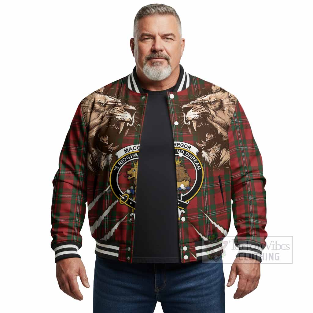 MacGregor (McGregor) Tartan Crest Baseball Jacket Ferocious Lion Style - Tartan Vibes Clothing