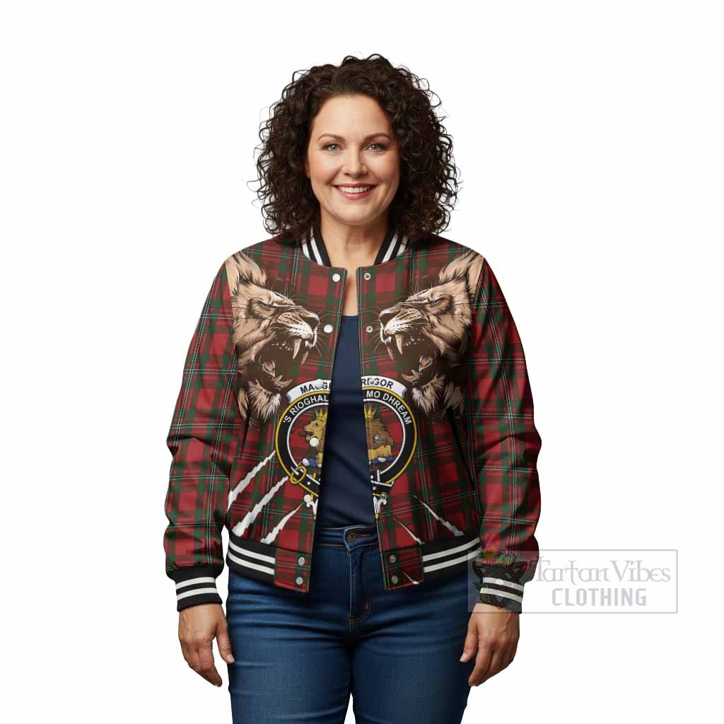 MacGregor (McGregor) Tartan Crest Baseball Jacket Ferocious Lion Style - Tartan Vibes Clothing
