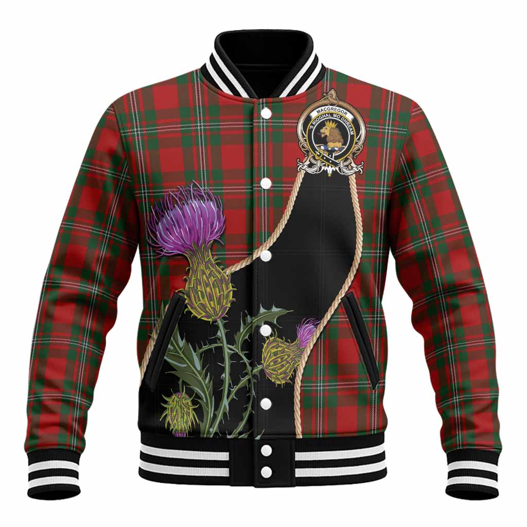 MacGregor (McGregor) Tartan Crest Baseball Jacket Scottish Thistle Spirit Unisex - Tartan Vibes Clothing