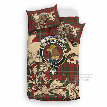 MacGregor (McGregor) Tartan Crest Bedding Set with Scottish Iconic Symbols 