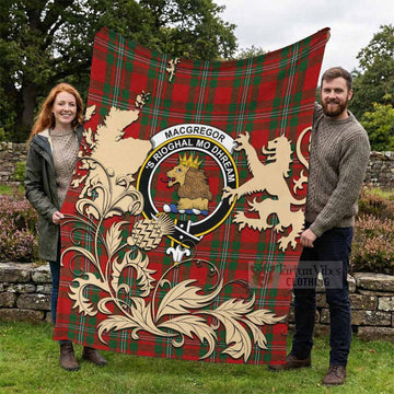 MacGregor (McGregor) Tartan Crest Blanket with Scottish Iconic Symbols - Tartan Vibes Clothing