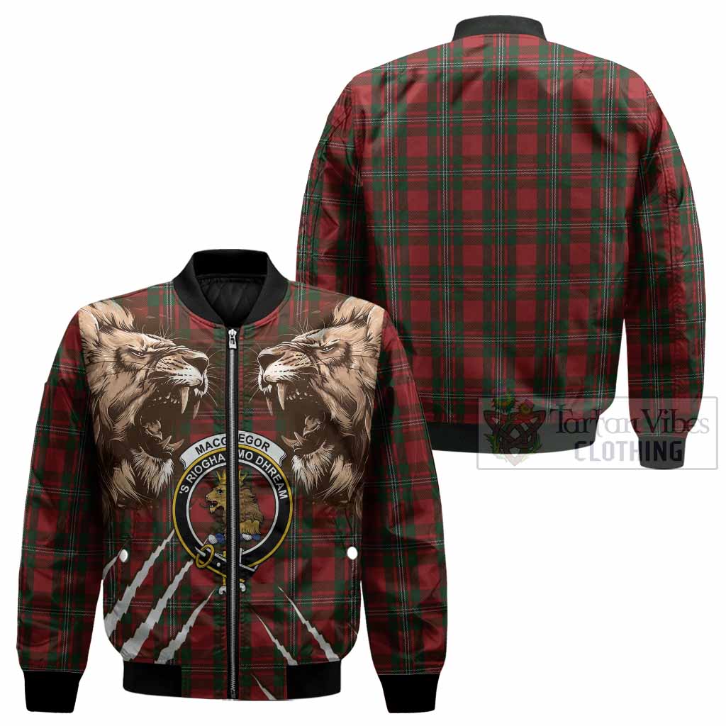 MacGregor (McGregor) Tartan Crest Bomber Jacket Ferocious Lion Style - Tartan Vibes Clothing