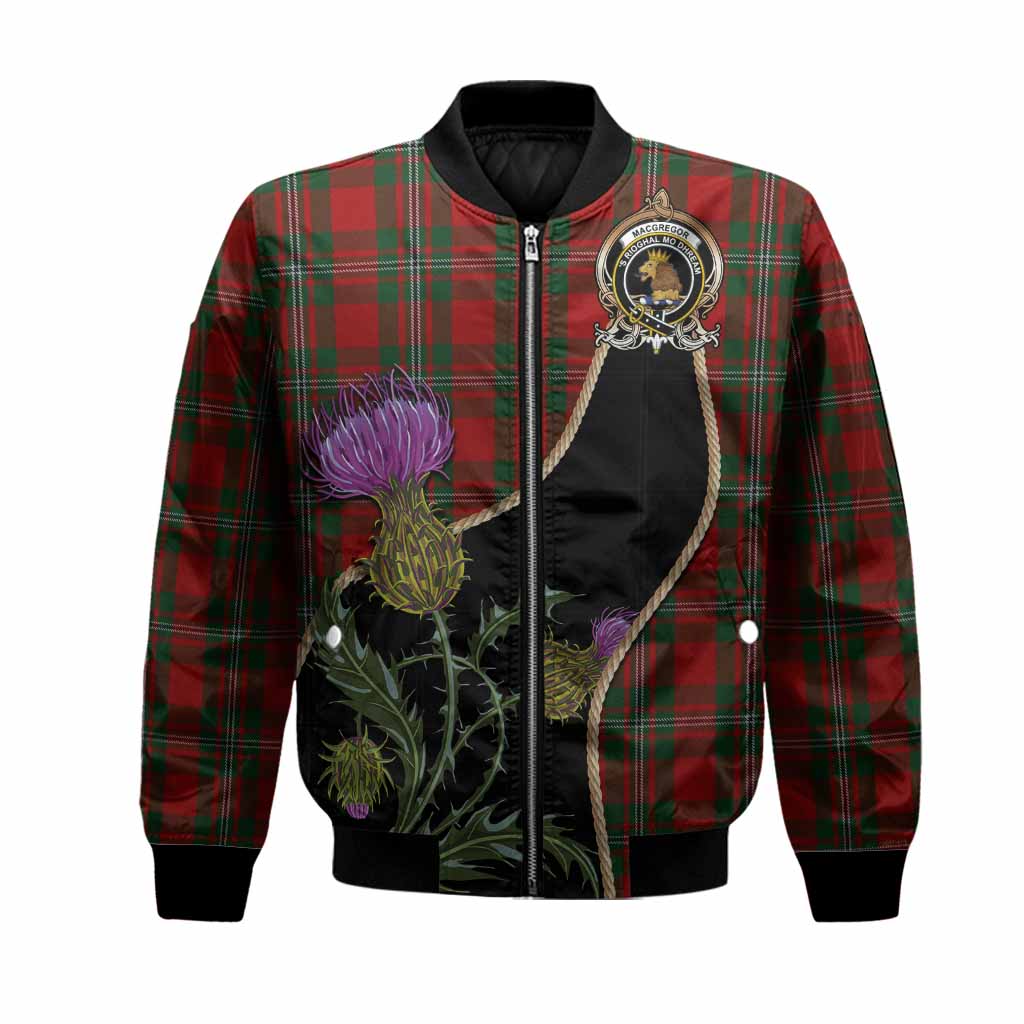 MacGregor (McGregor) Tartan Crest Bomber Jacket Scottish Thistle Spirit