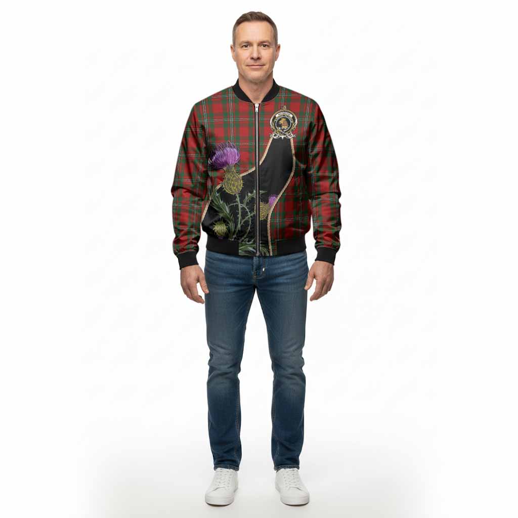 MacGregor (McGregor) Tartan Crest Bomber Jacket Scottish Thistle Spirit
