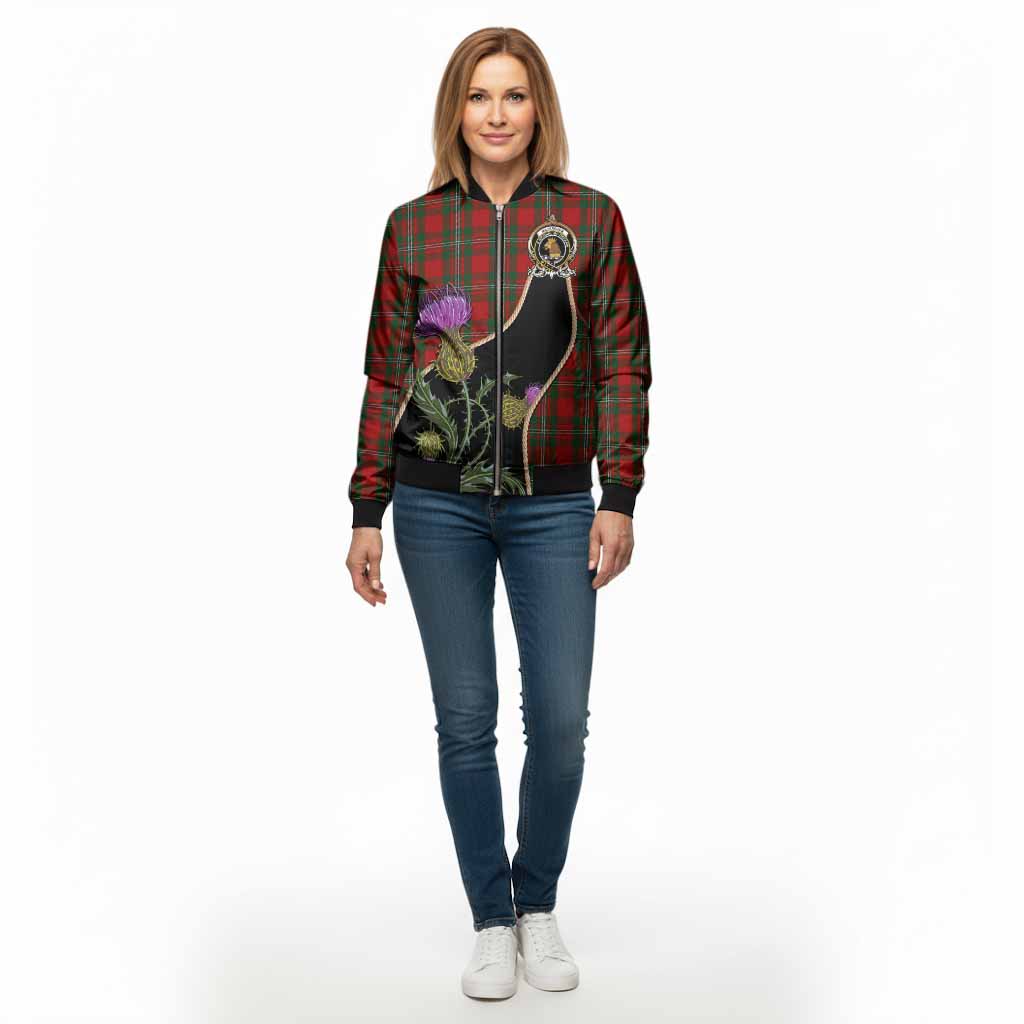 MacGregor (McGregor) Tartan Crest Bomber Jacket Scottish Thistle Spirit