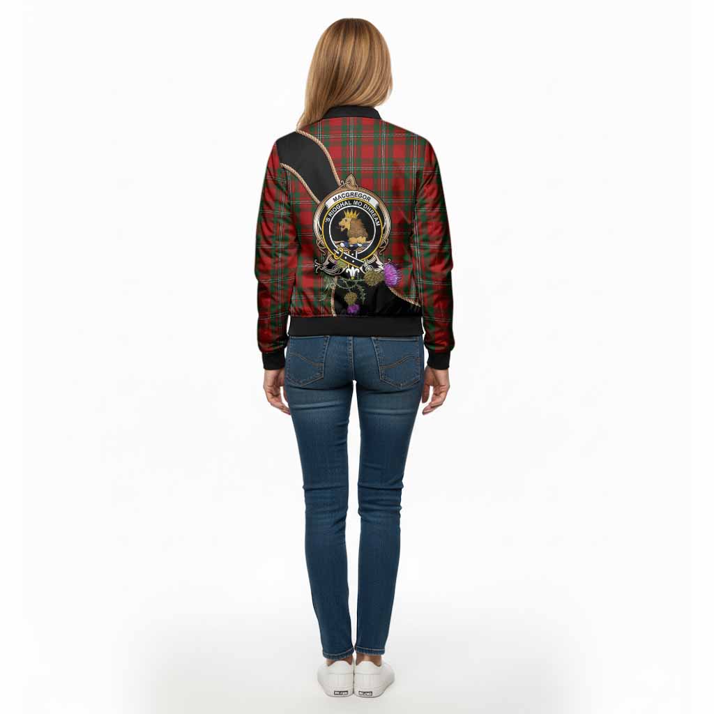 MacGregor (McGregor) Tartan Crest Bomber Jacket Scottish Thistle Spirit