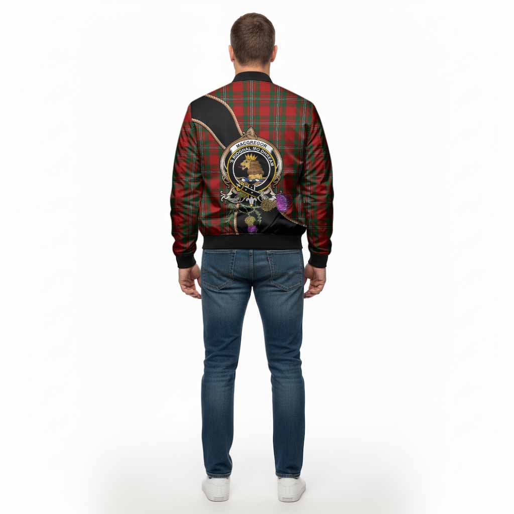 MacGregor (McGregor) Tartan Crest Bomber Jacket Scottish Thistle Spirit