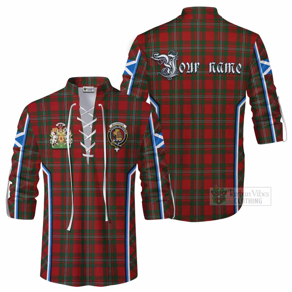 MacGregor (McGregor) Tartan Crest Ghillie Kilt Shirt Scotland Coat of Arm Flag Style - Tartan Vibes Clothing